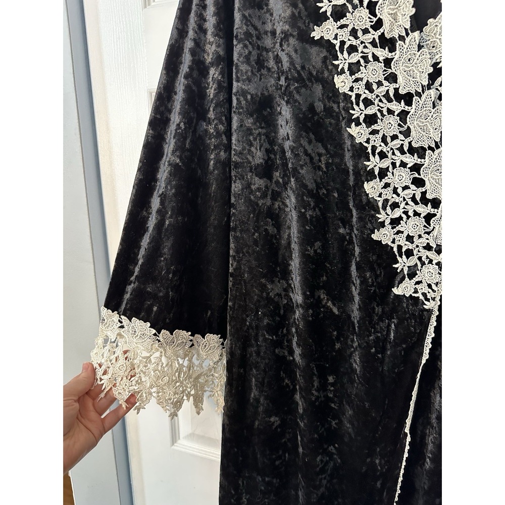 Lacy Afternoon By Shell Kepler Black Lacy Whimsigoth Witchy Wrap Duster Size L - Picture 2 of 8